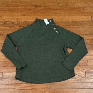 J. Crew Olive Button-Accent Sweater